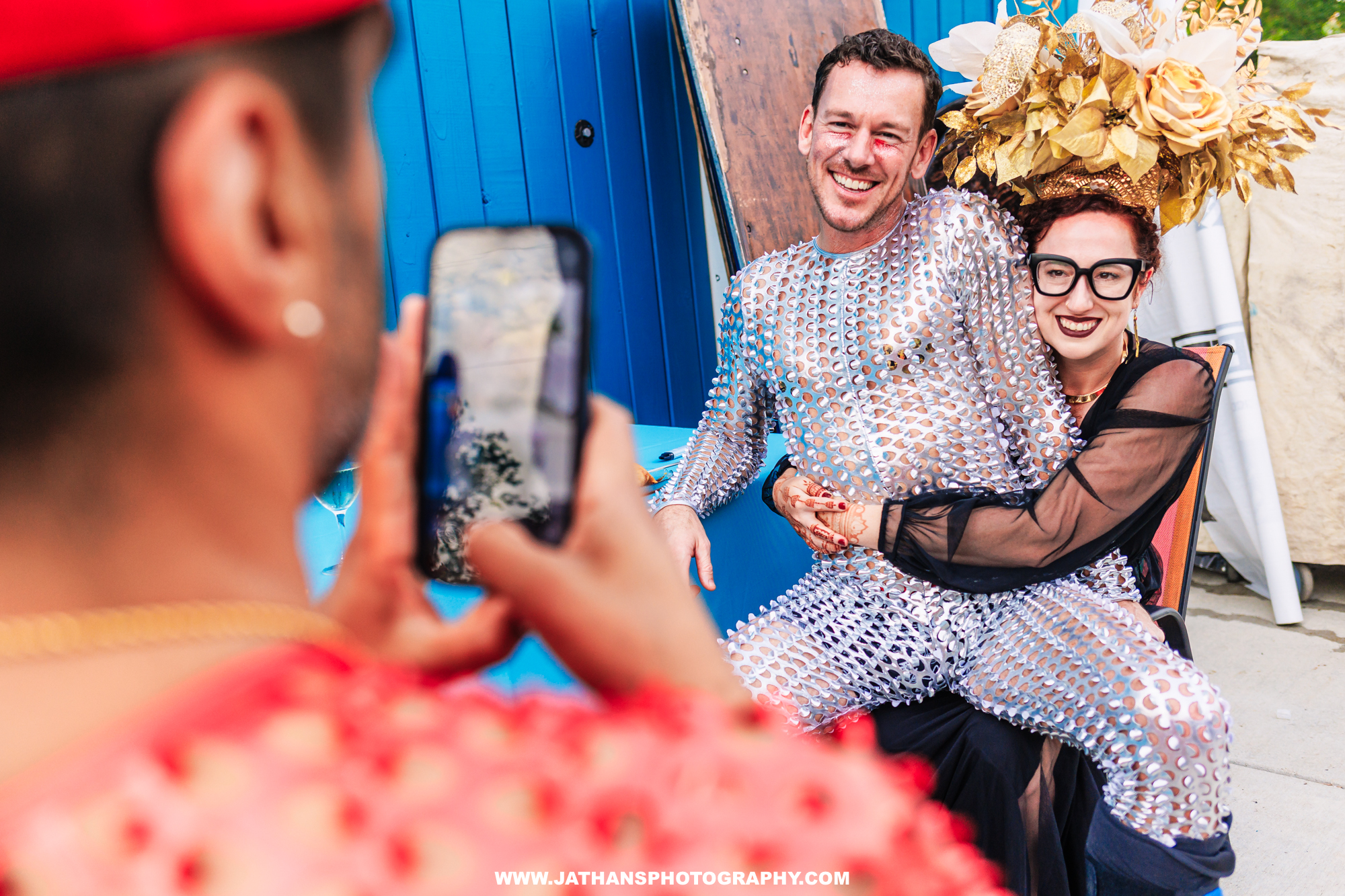 Wild and Colorful Backyard Burning Man Indian Wedding In Baltimore Maryland