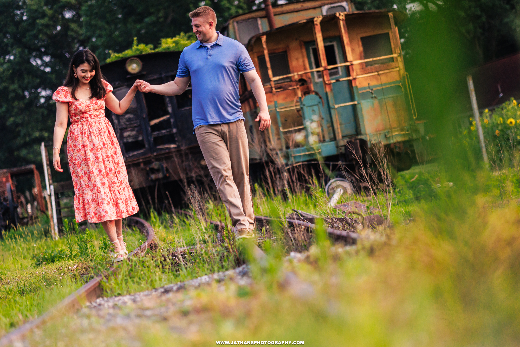 Outdoor Abandoned Train Graveyard Engagement Session Awesome