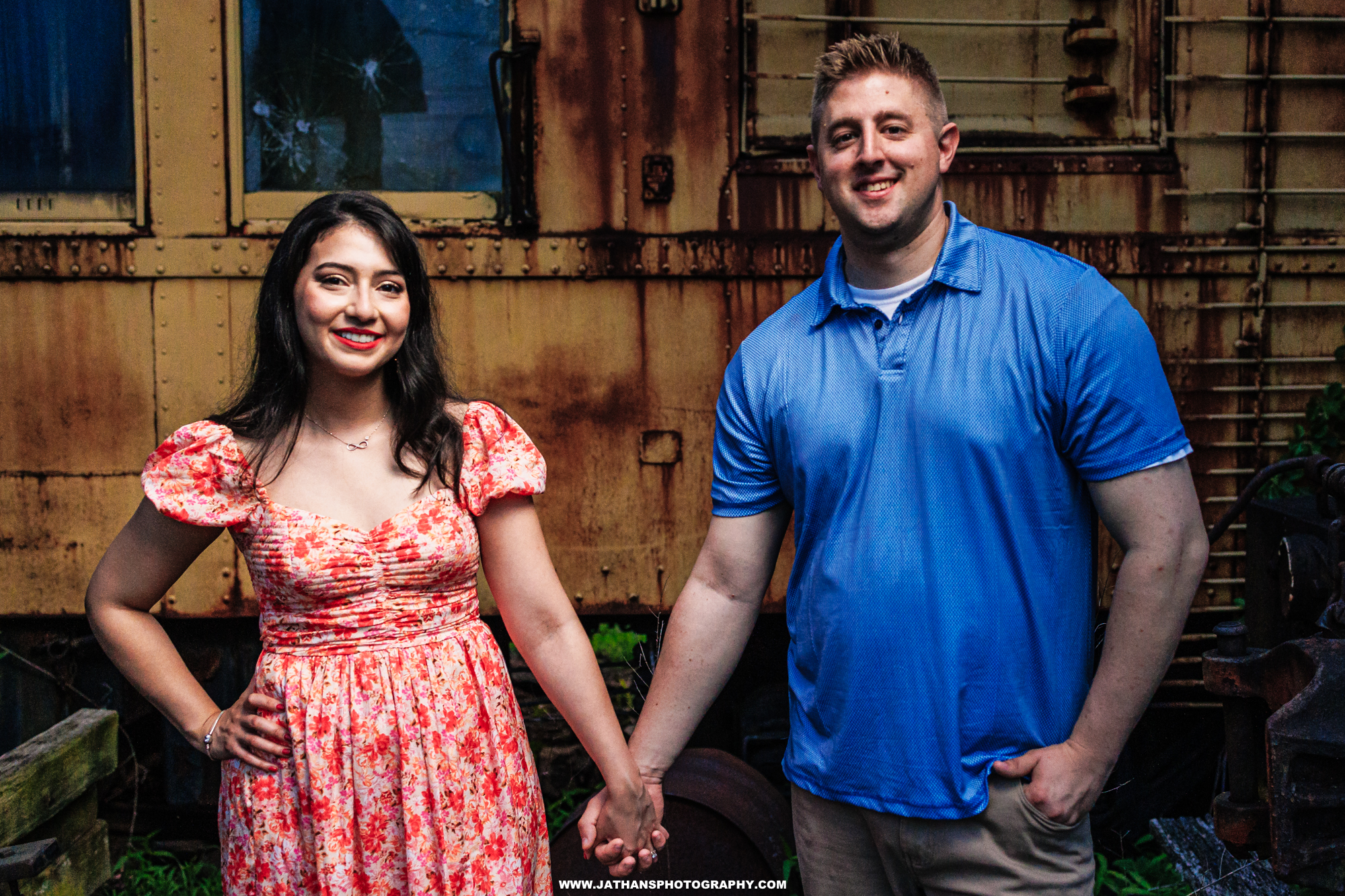 Outdoor Abandoned Train Graveyard Engagement Session Awesome